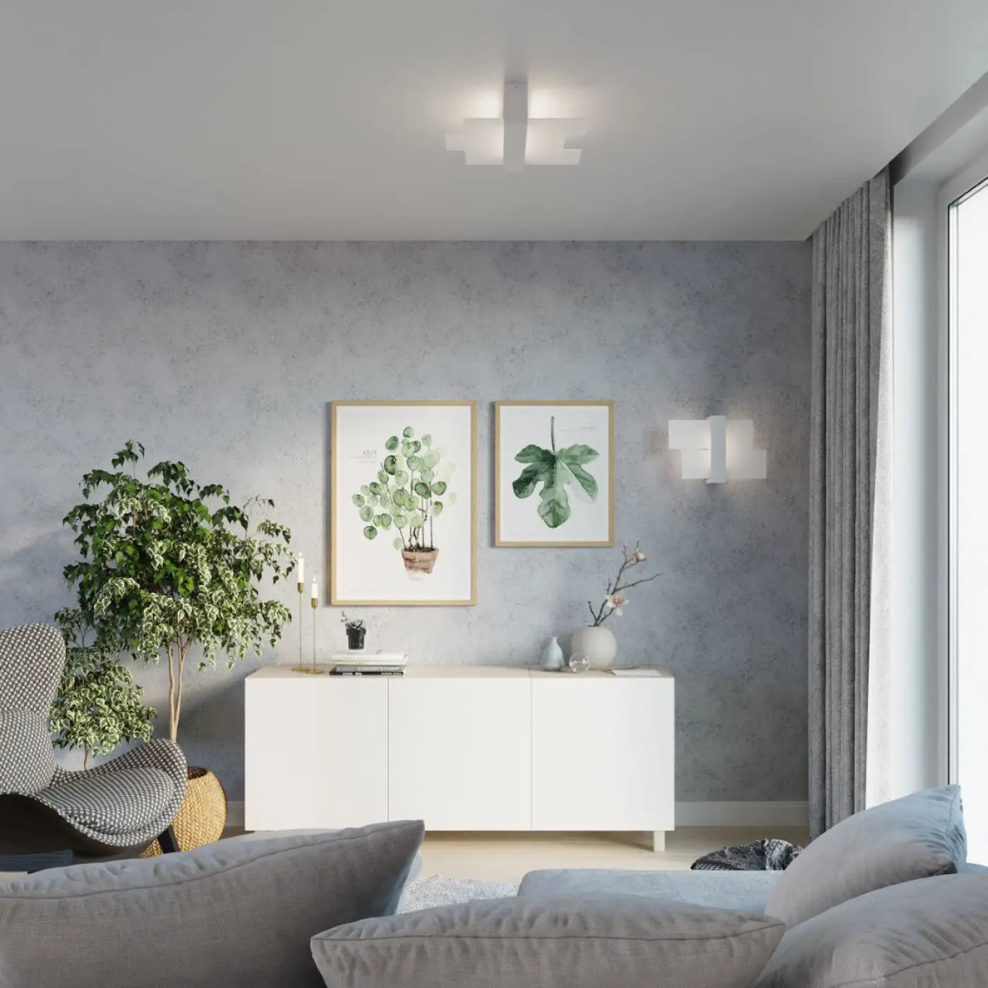 Applique Murale Design en Bois - Feniks 1 (Blanc)