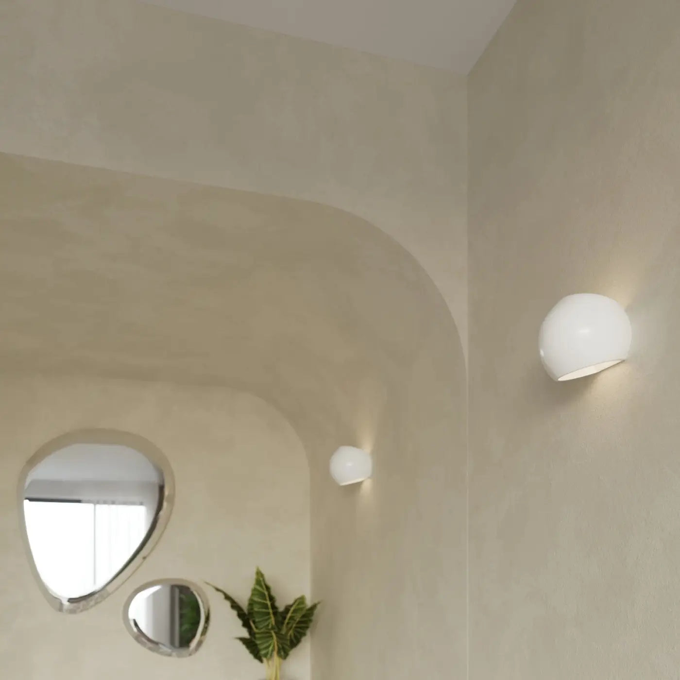 Applique Murale Design en Verre - Globe Vernie (Blanc Brillant)