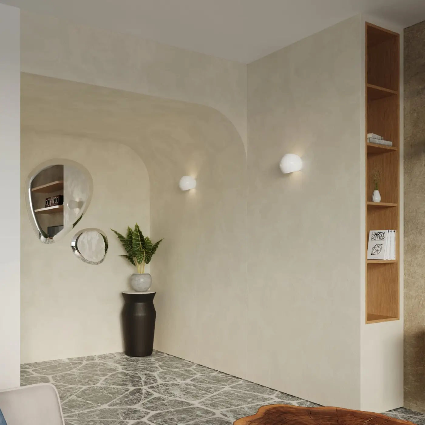 Applique Murale Design en Verre - Globe Vernie (Blanc Brillant)