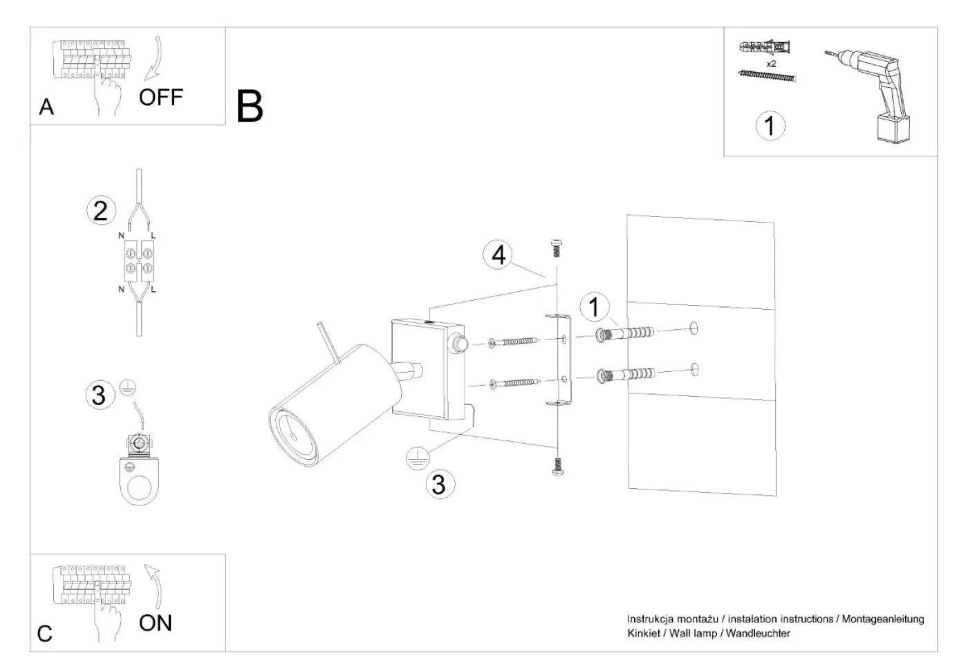 Applique Murale Un Interrupteur Design - Ring (Blanche)