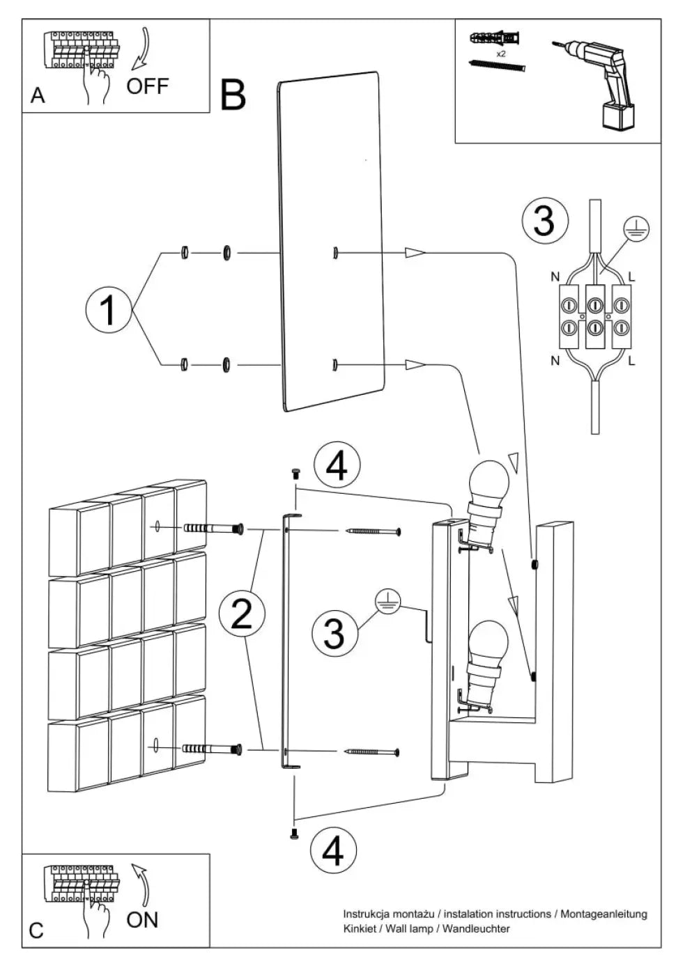 Applique Murale Design en Verre - Lappo (Blanc)