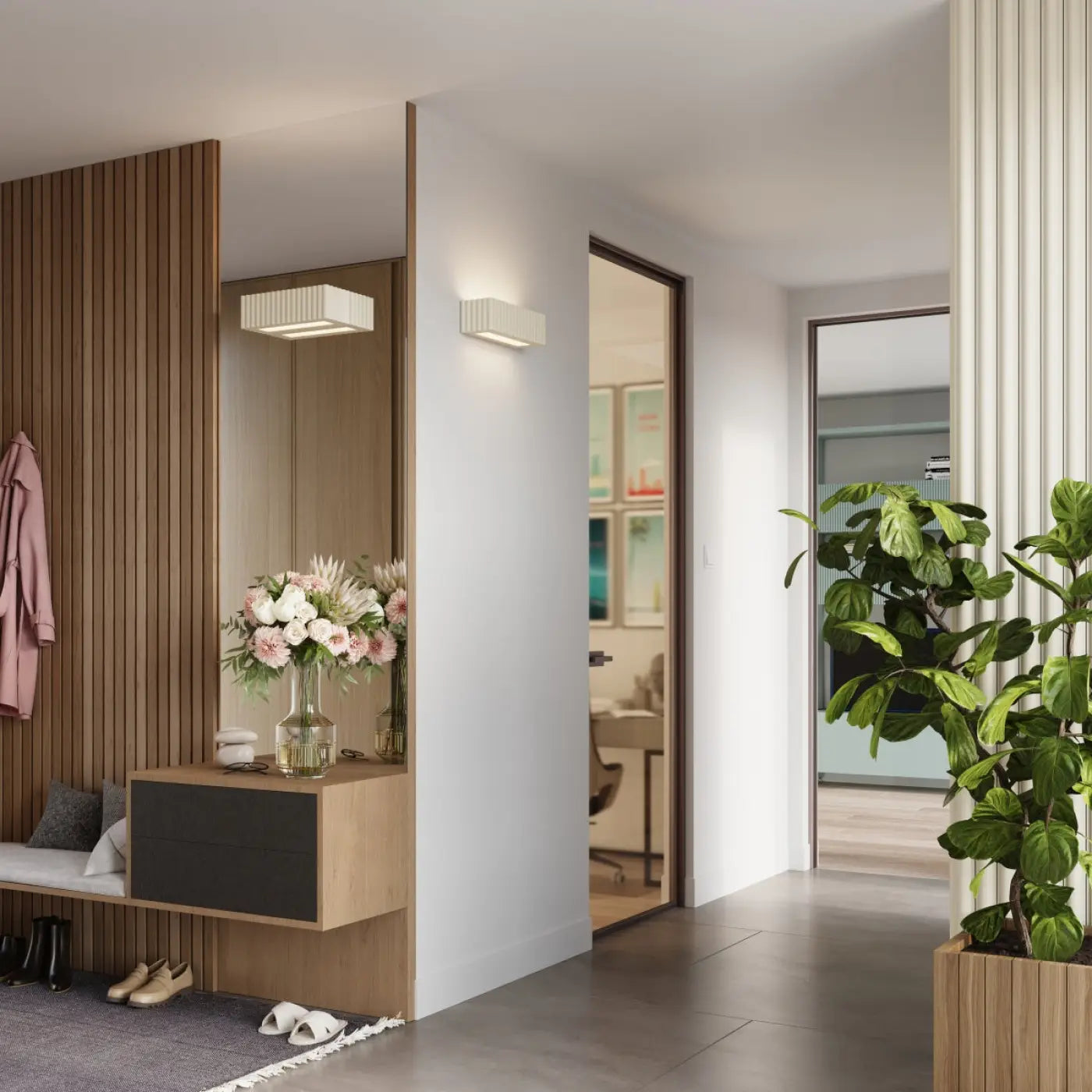 Applique Murale Design - Rigata (En Céramique Beige)