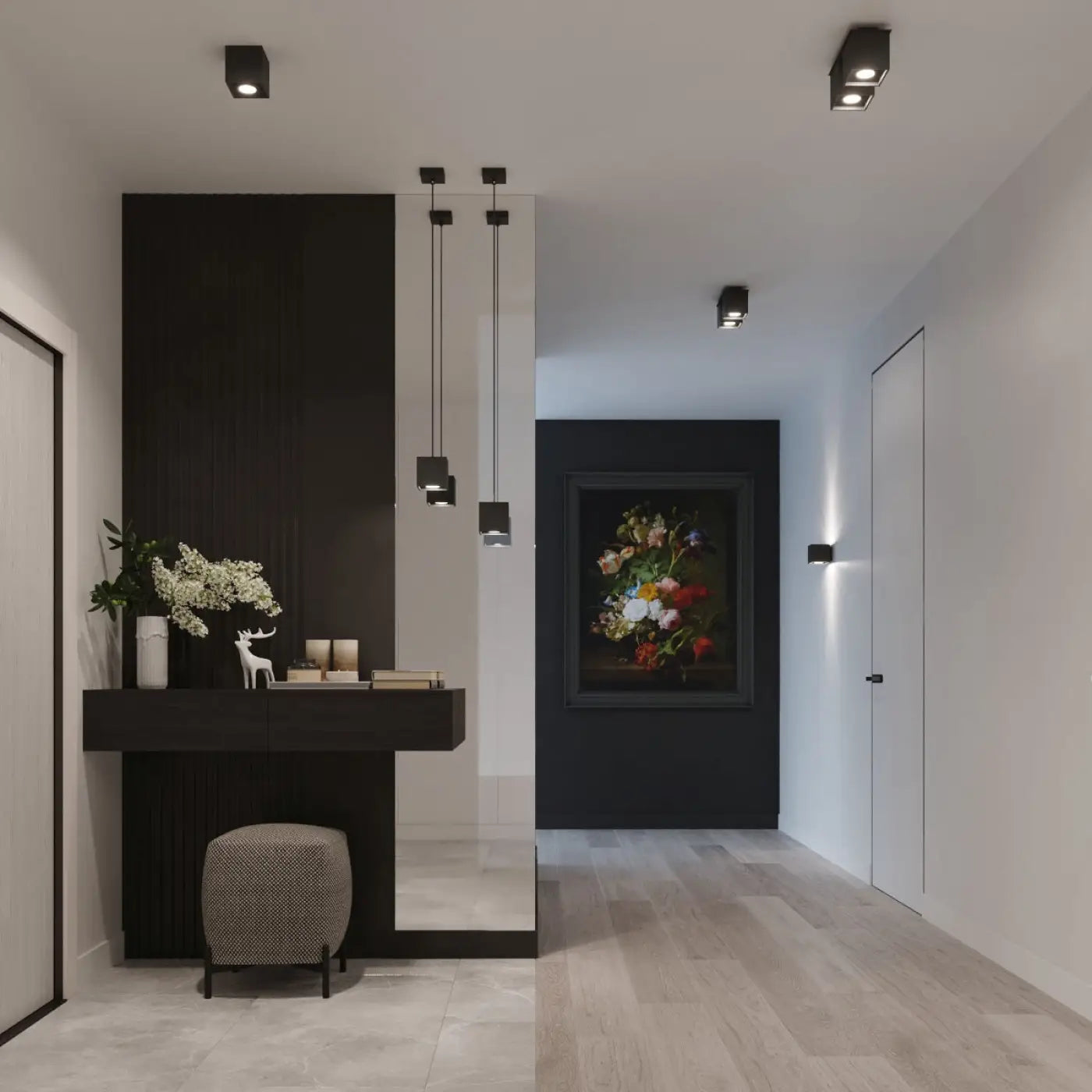 Applique Murale Moderne - Quad 1 (Noir)