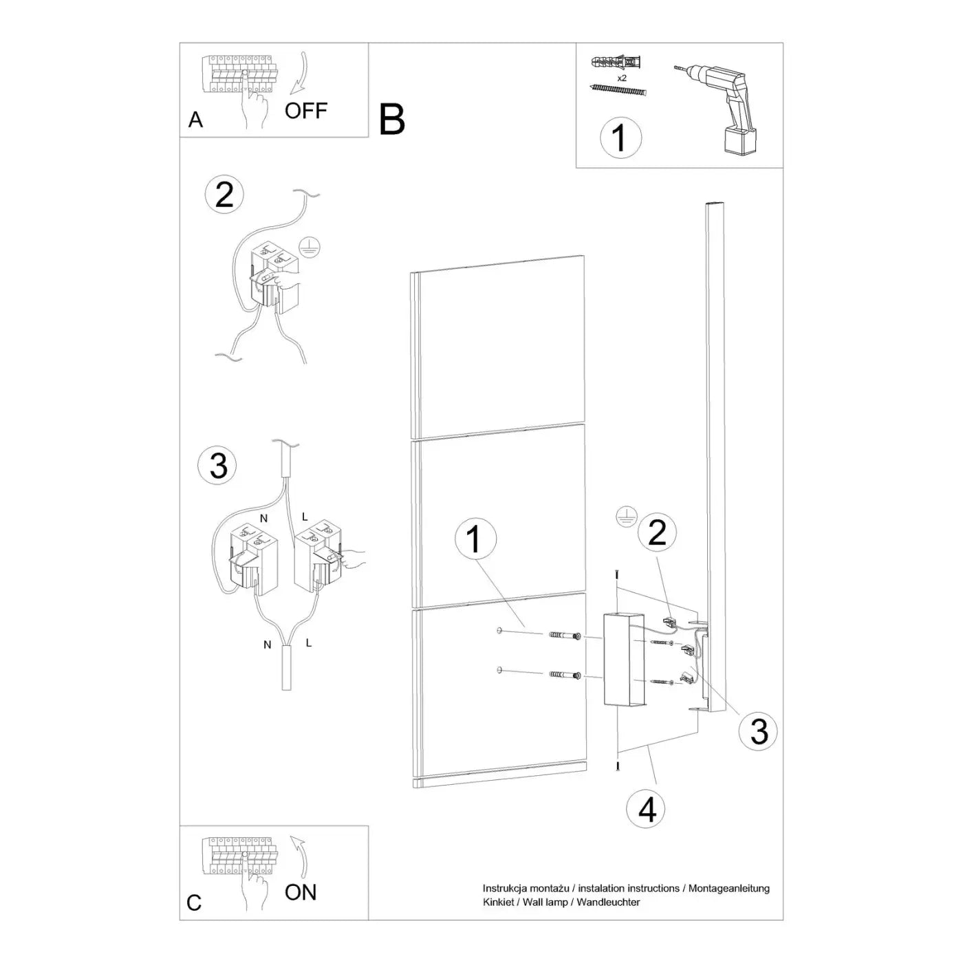 Applique Murale Design - Lahti L 3000K (Noir)