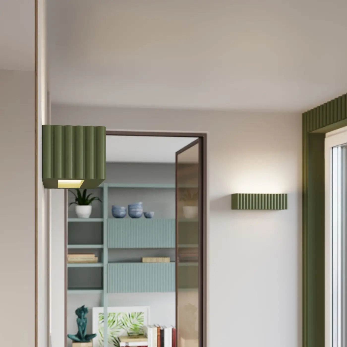 Applique Murale Design - Rigata (En Céramique Vert Olive)