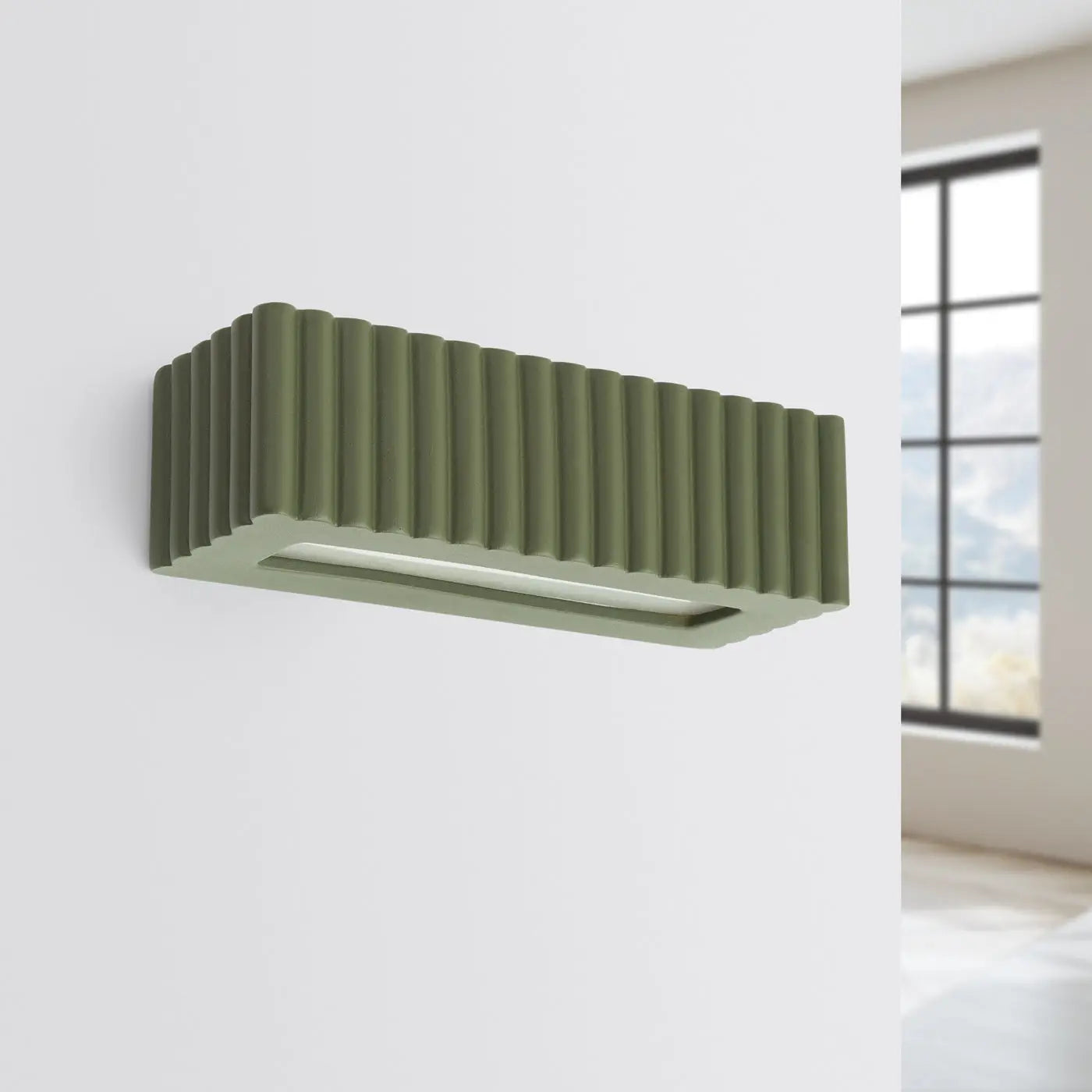 Applique Murale Design - Rigata (En Céramique Vert Olive)
