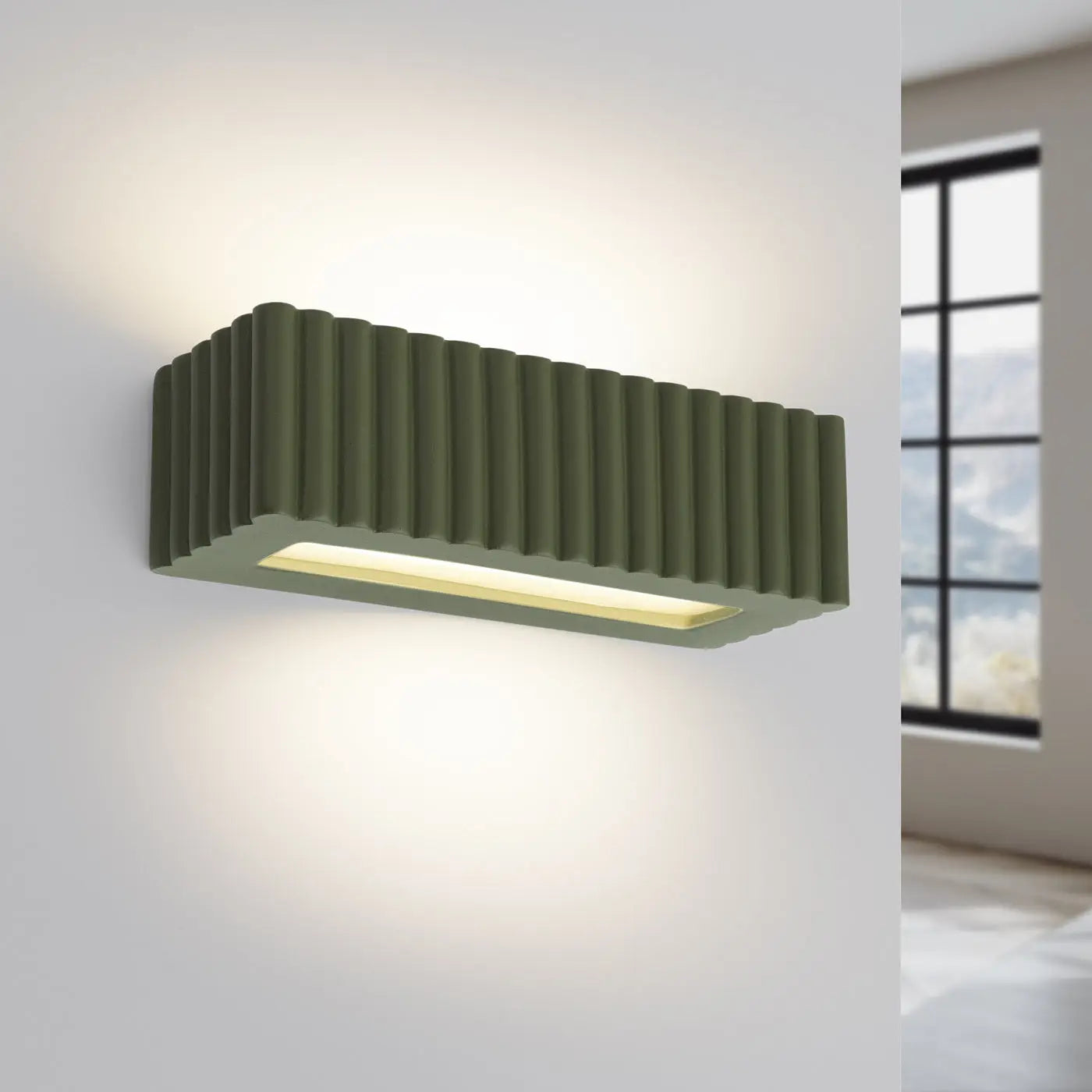Applique Murale Design - Rigata (En Céramique Vert Olive)