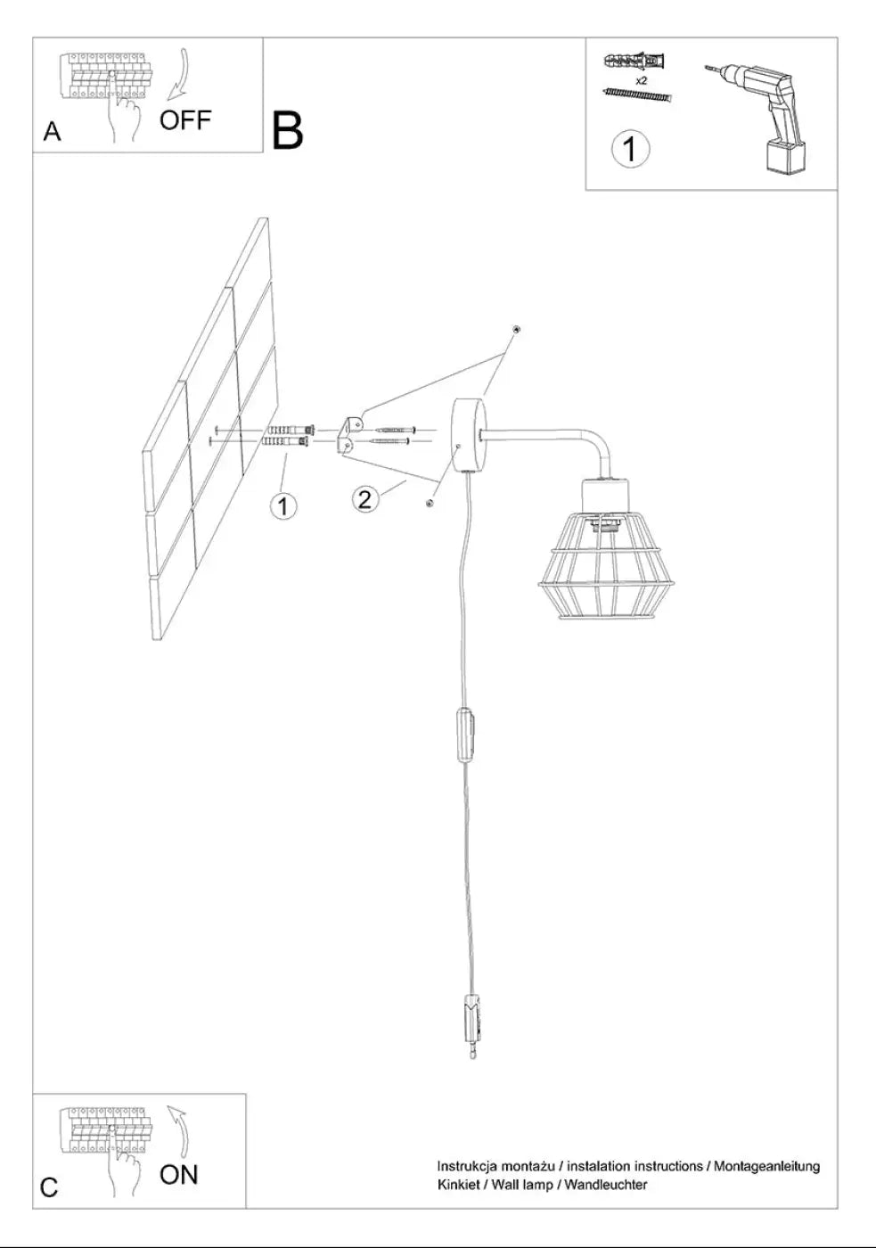 Applique Murale Design en Metal - Suba (Noir)