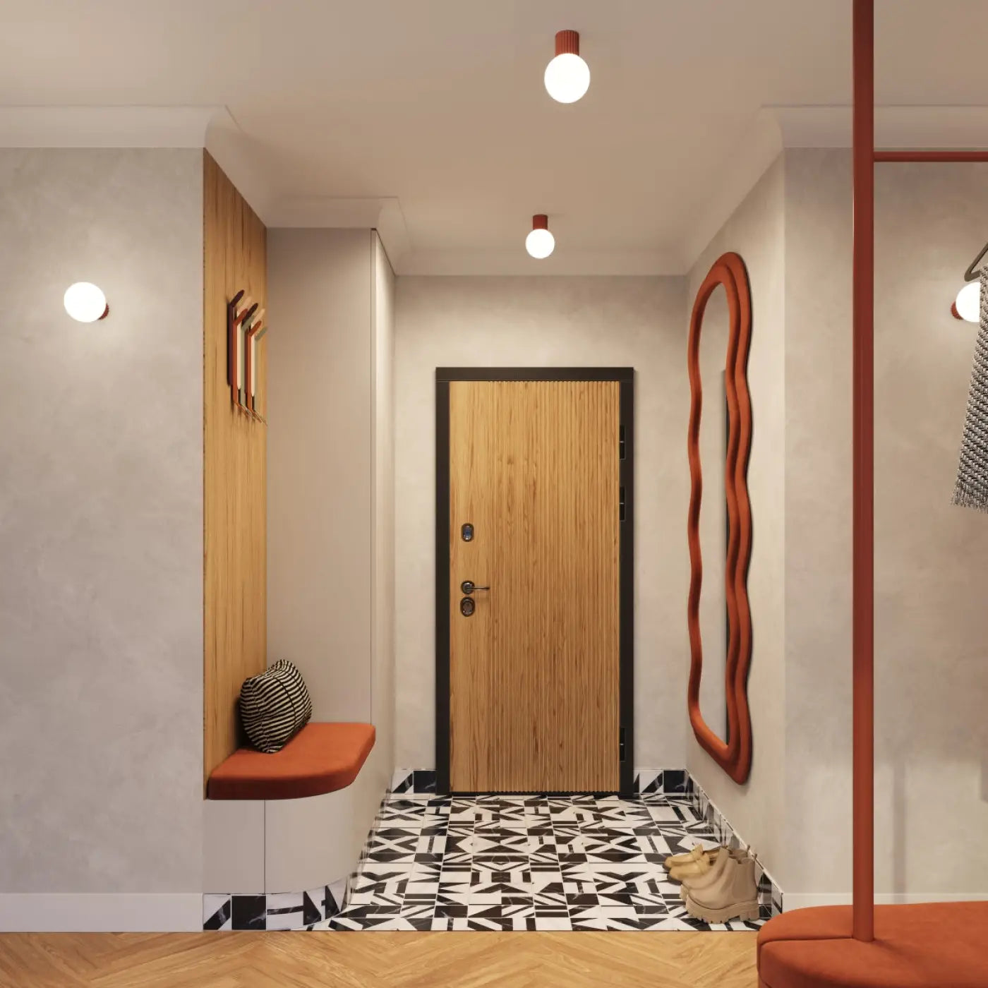 Applique Murale Moderne - Halo (Rouge Ochra)