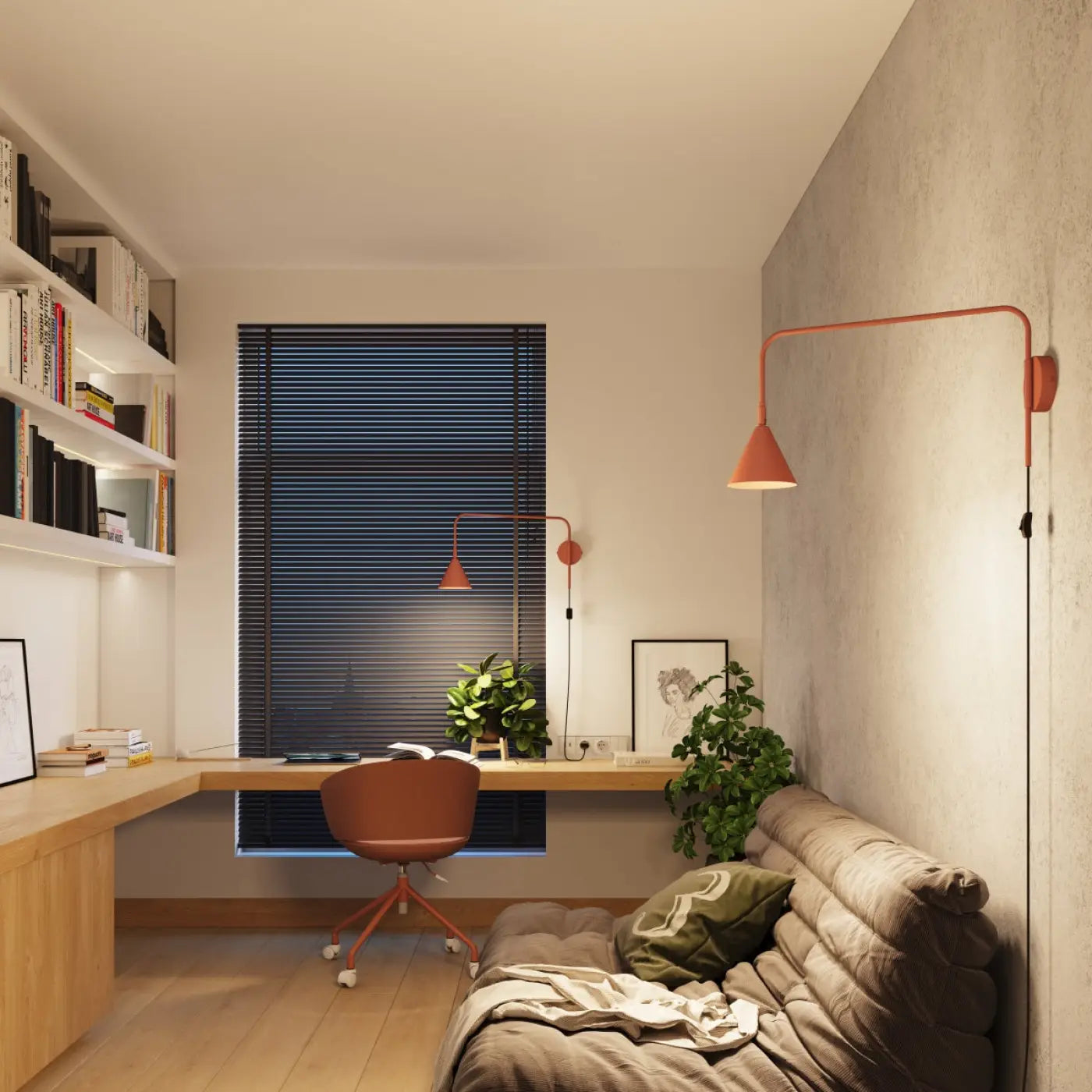 Applique Murale Design - Nox (Rouge Ocre)