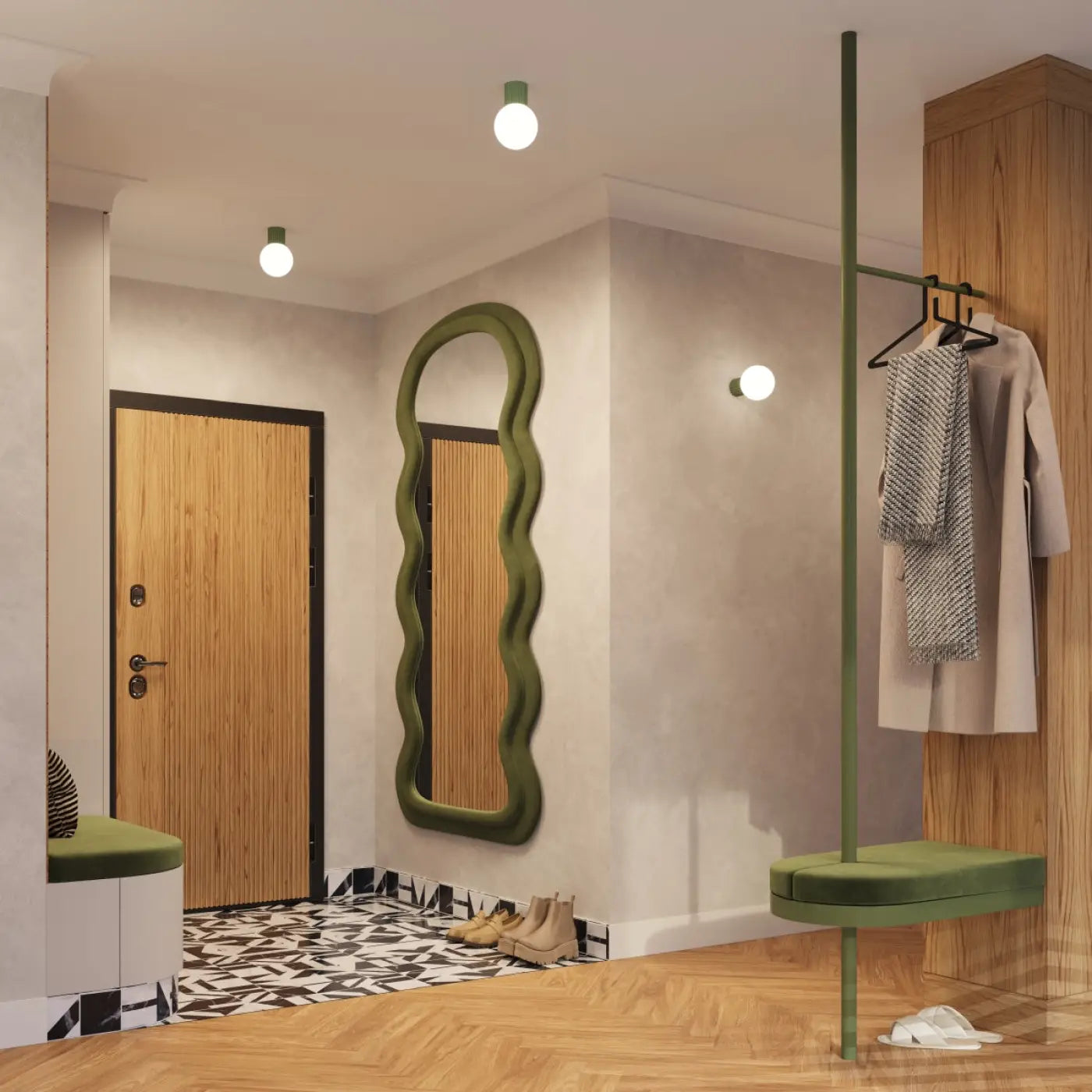 Applique Murale Moderne - Halo (Vert Olive)