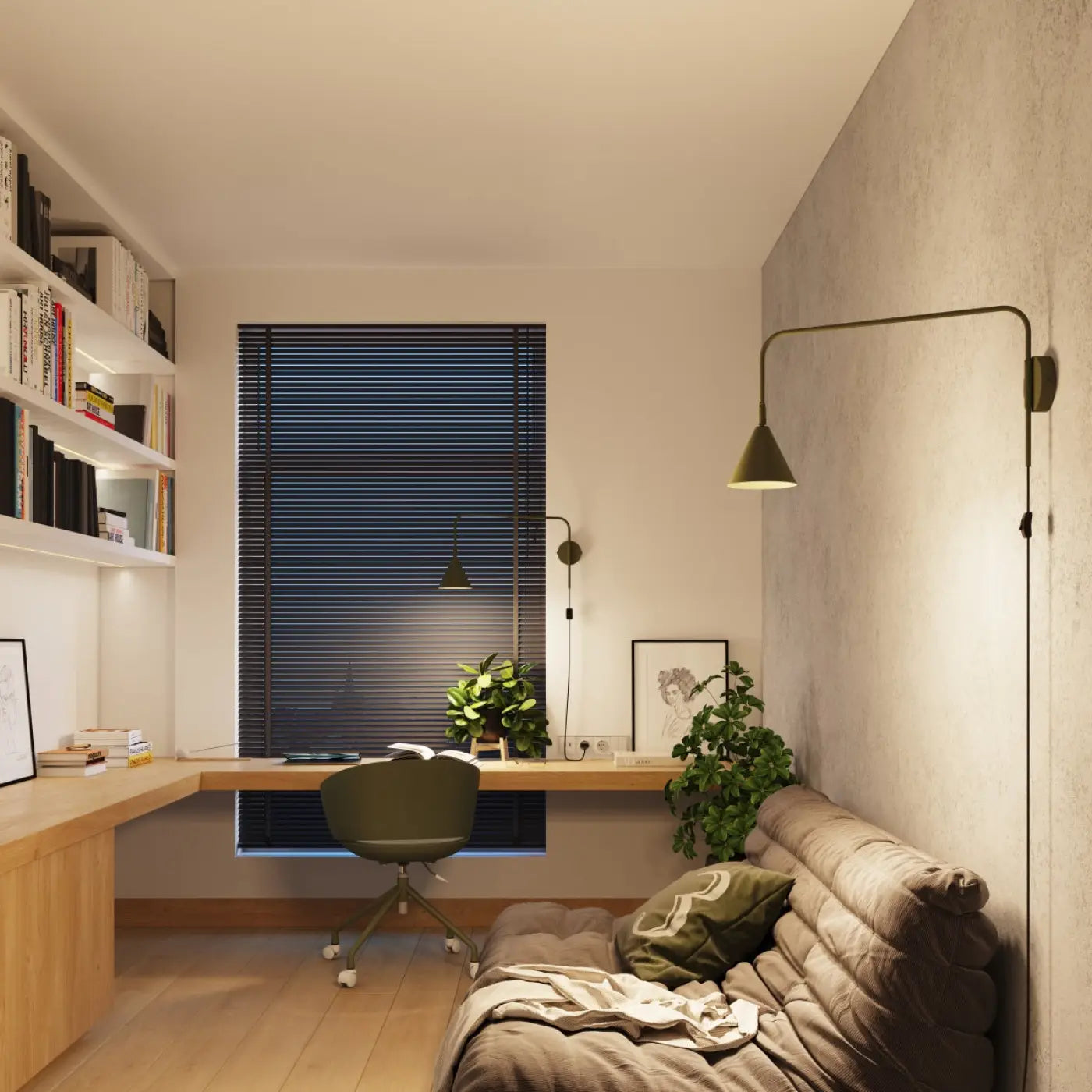 Applique Murale Design - Nox (Vert Olive)
