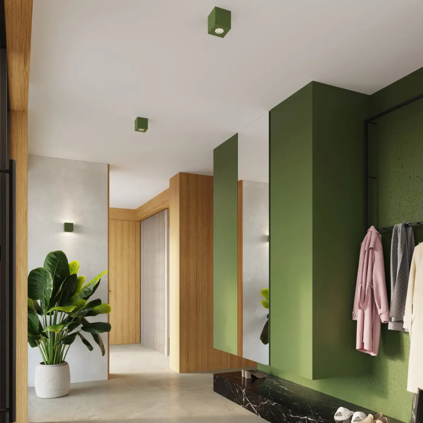 Applique Murale Design - Quad Béton (Vert Olive)