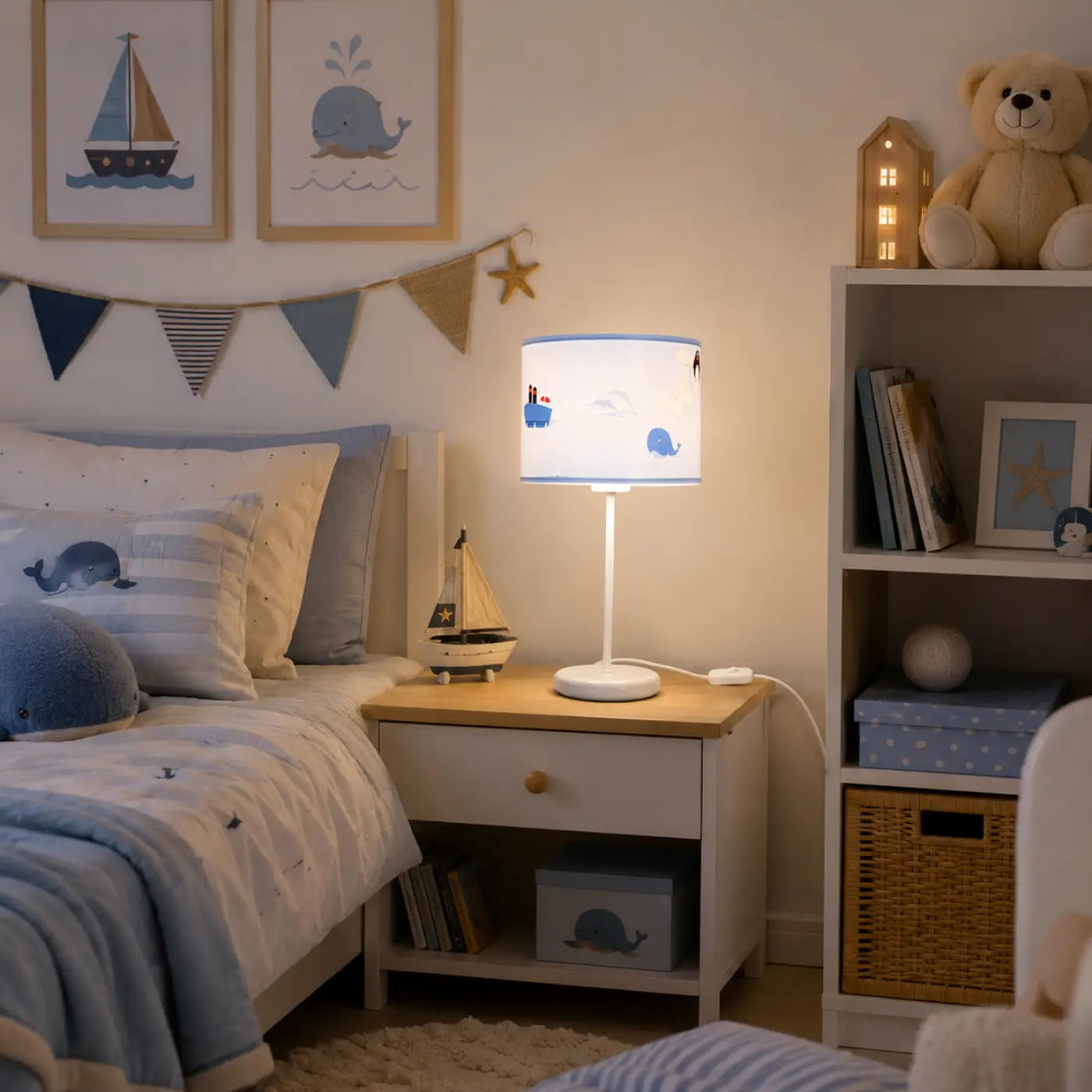 Lampe de Table - Sweet Dreams (Bleu Clair/Blanc/ Marron)