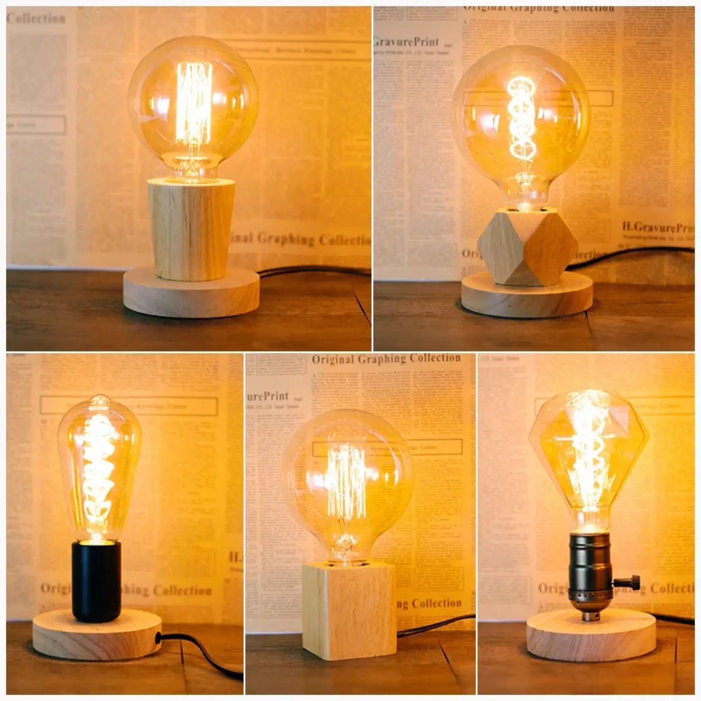 Lampe de Table Retro en Bois - Loxia