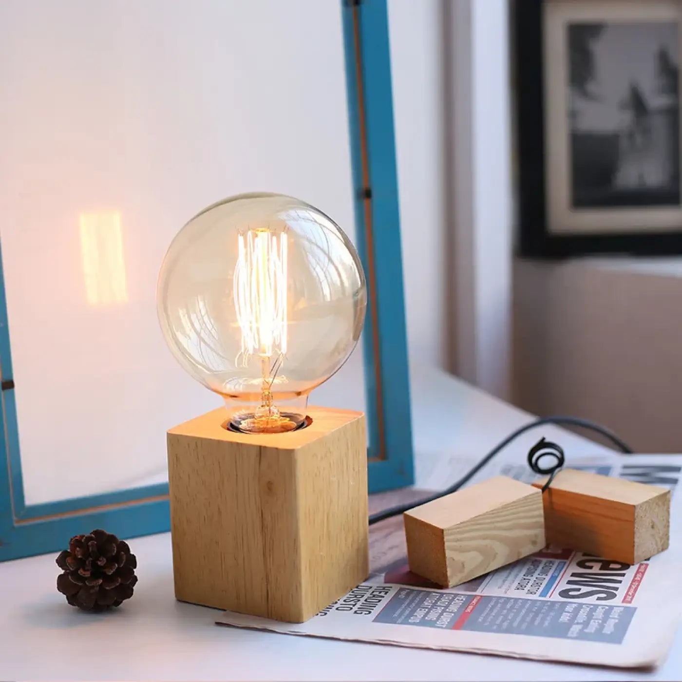 Lampe de Table Retro en Bois - Loxia