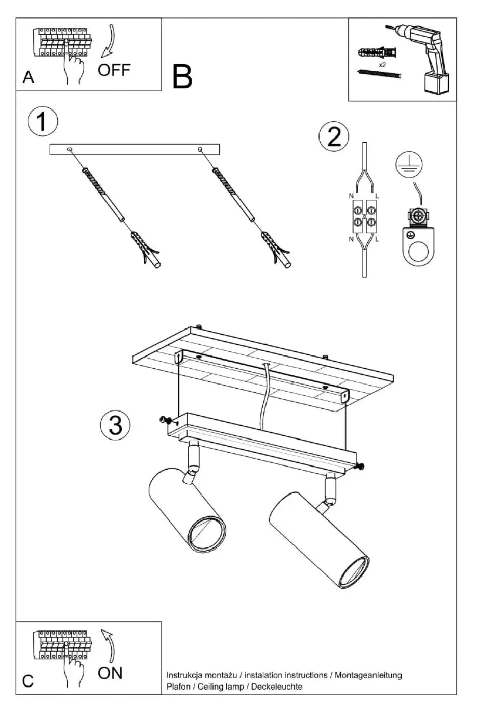 Luminaire Plafonnier Design - Direzione 2 (Noir)