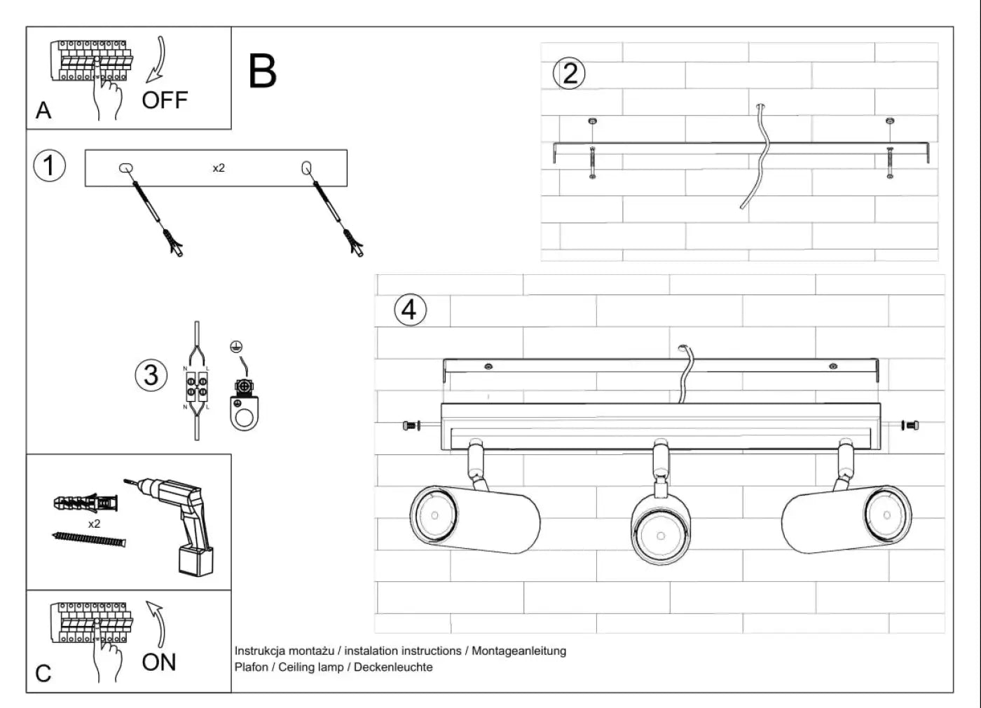 Luminaire Plafonnier Design - Direzione 3 (Blanc)