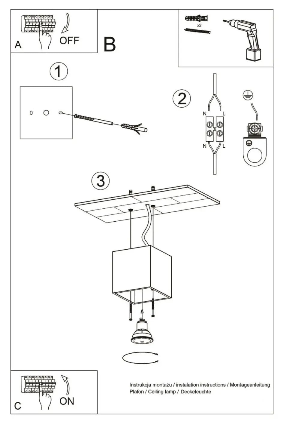 Luminaire Plafonnier Design - Quad 1 (Anthracite)