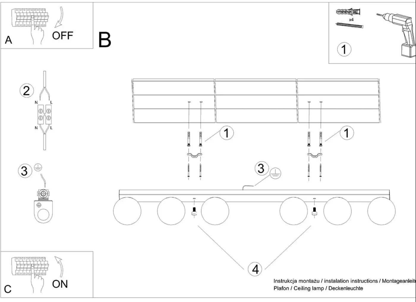 Luminaire Plafonnier Design - Yoli 6 (Blanc)