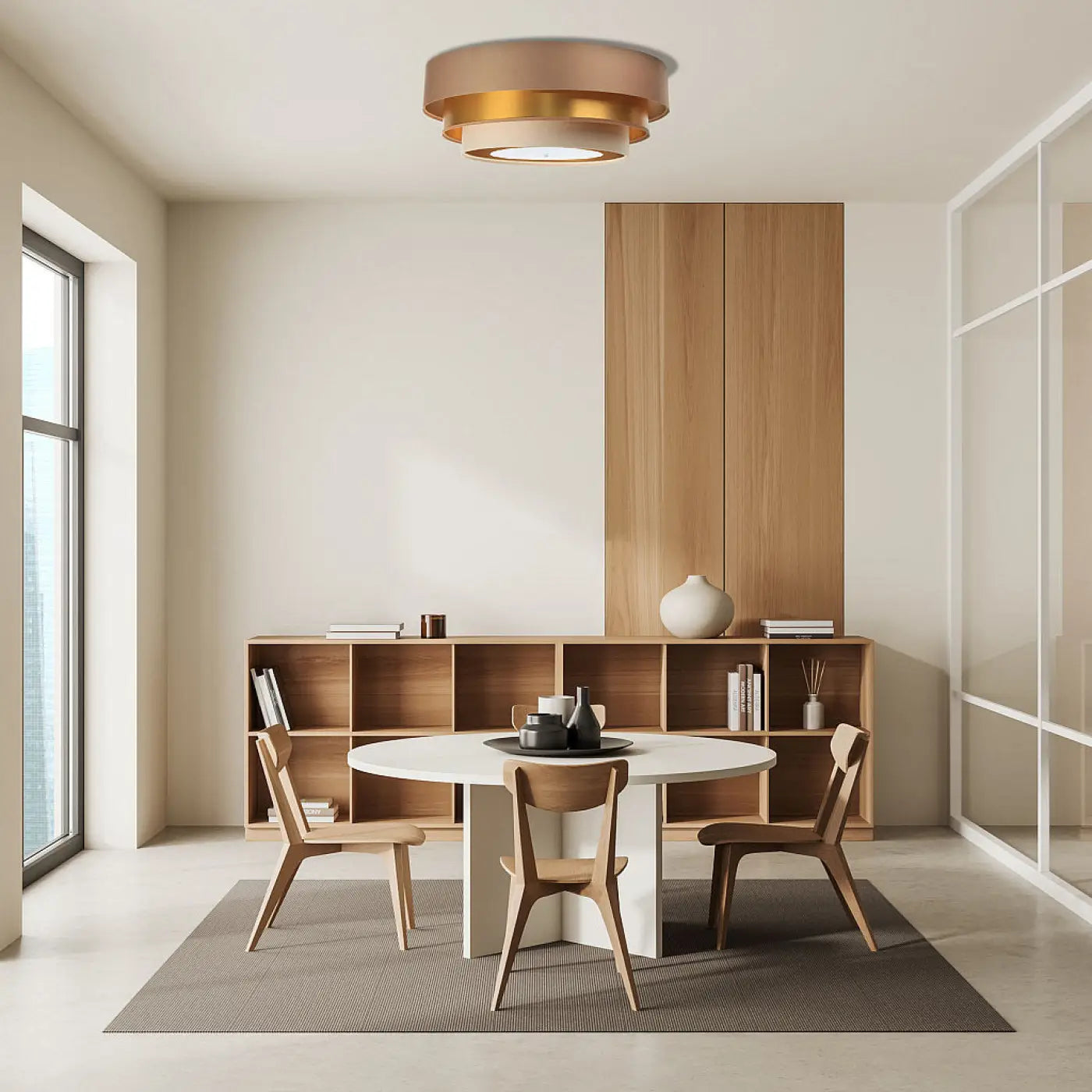 Luminaire Plafonnier Design - Triniti Elegant (Beige/Crème/Doré)