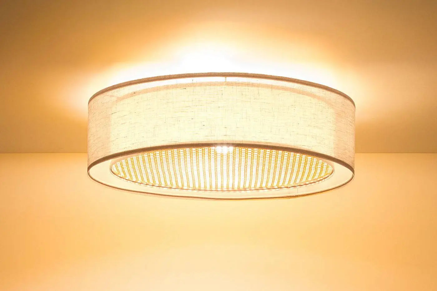 Luminaire Plafonnier Design en Rotin - Puro Rattan (Beige/Crème)