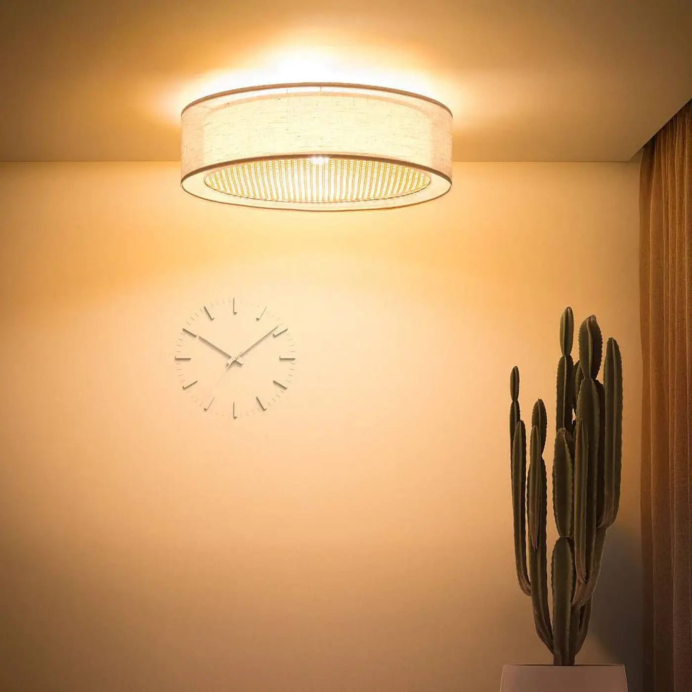 Luminaire Plafonnier Design en Rotin - Puro Rattan (Beige/Crème)