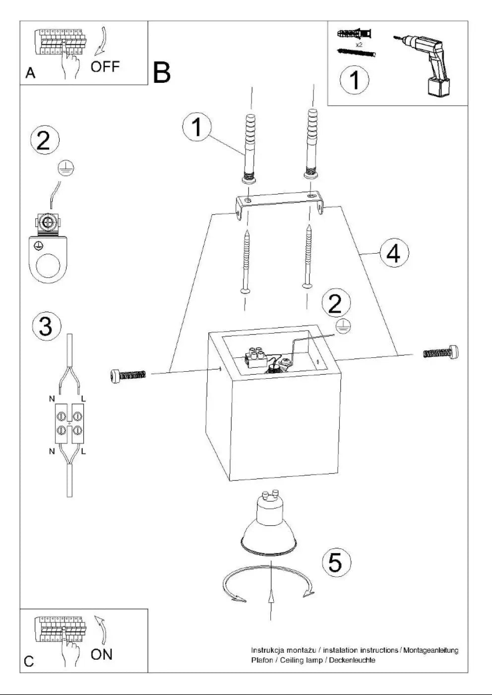 Luminaire Plafonnier Moderne - Quad Béton (Gris Béton)