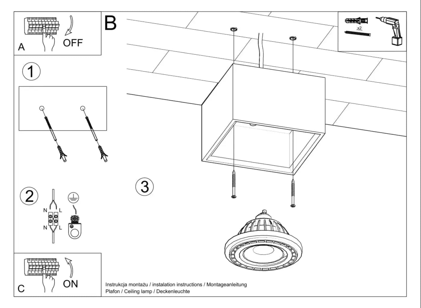 Luminaire Plafonnier Moderne - Quatro 1 (Béton)