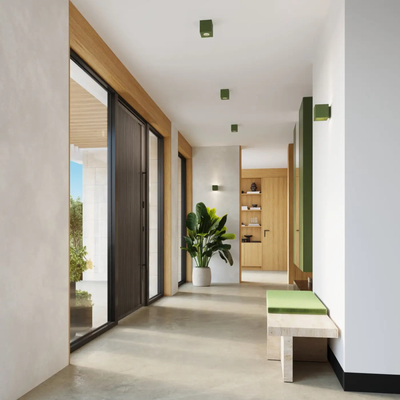Luminaire Plafonnier Moderne - Quad Béton (Vert Olive)
