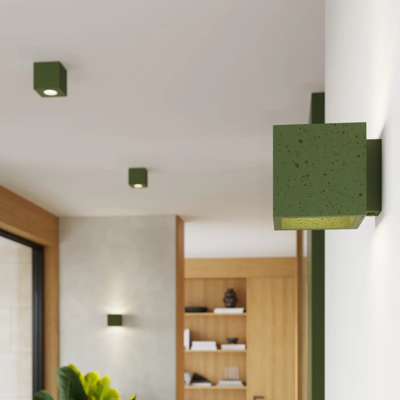 Luminaire Plafonnier Moderne - Quad Béton (Vert Olive)