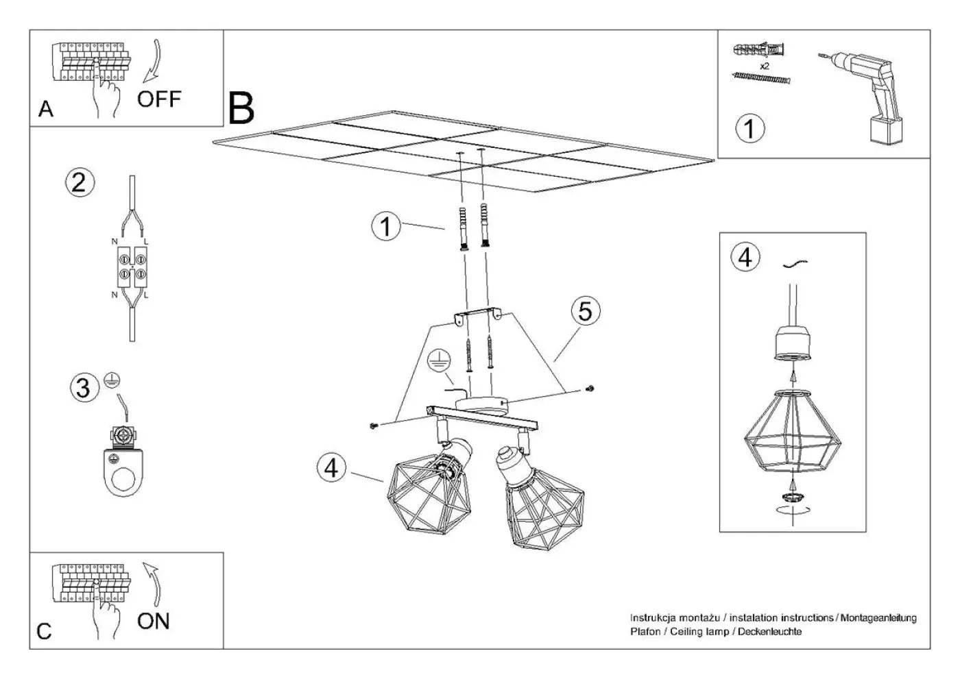Luminaire Plafonnier Industriel - Artemis 2  (Blanc)