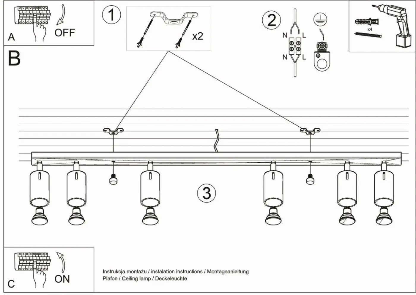 Luminaire Plafonnier Design - Ring 6L (Blanc)