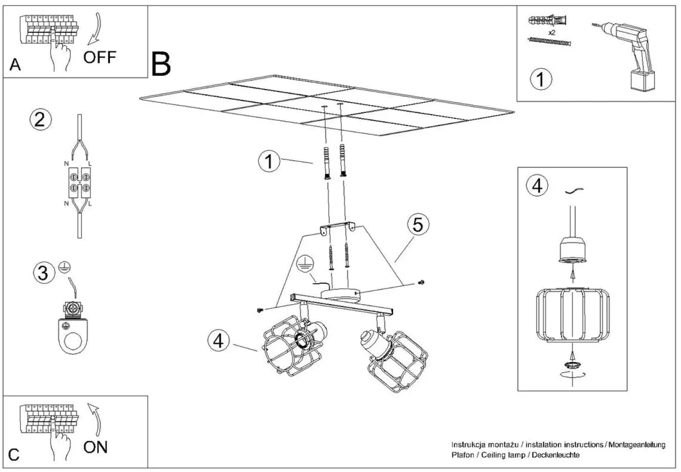 Luminaire Plafonnier Design - Beluci 2 (Blanc)