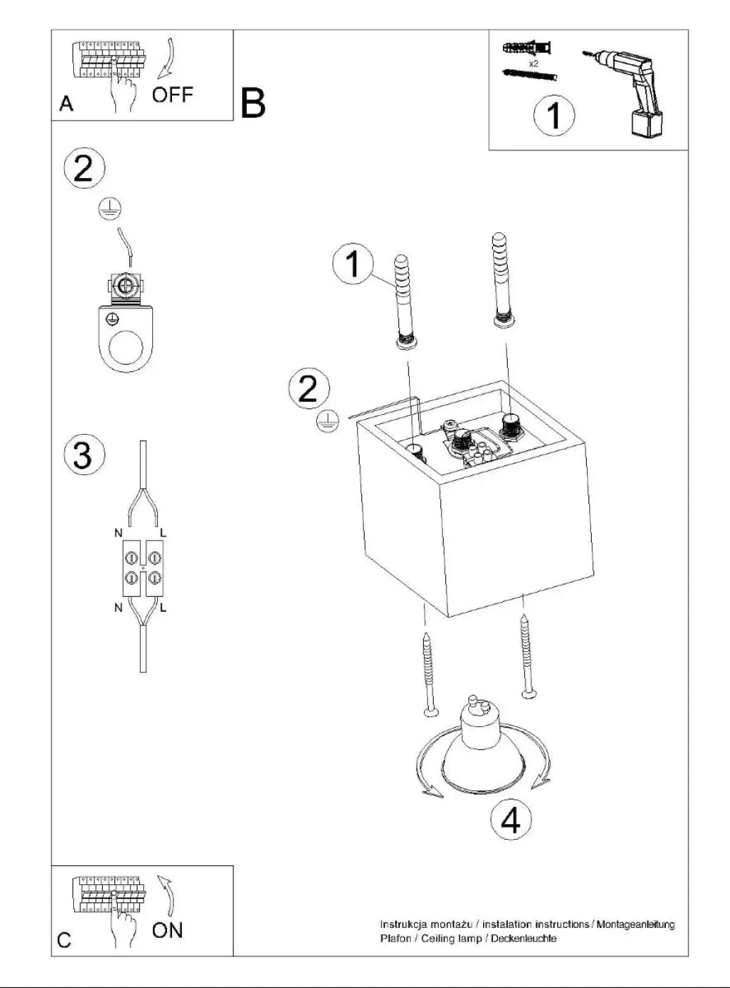 Luminaire Plafonnier Design - Quad 1 (Blanc)