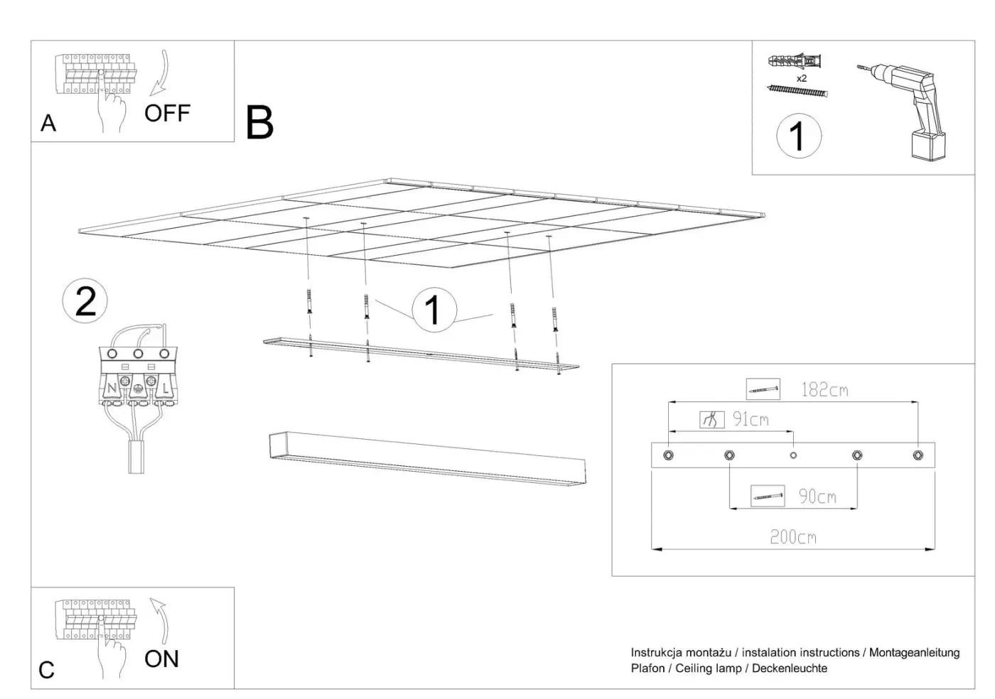 Luminaire Plafonnier Design - Pinne 200 (Blanc)