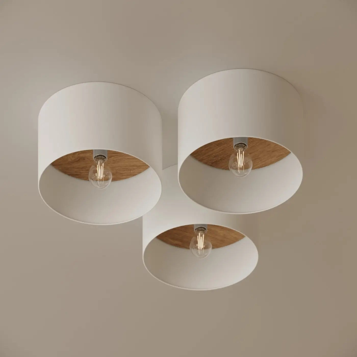 Luminaire Plafonnier Scandinave - Telesto (Blanc / Marron Clair)