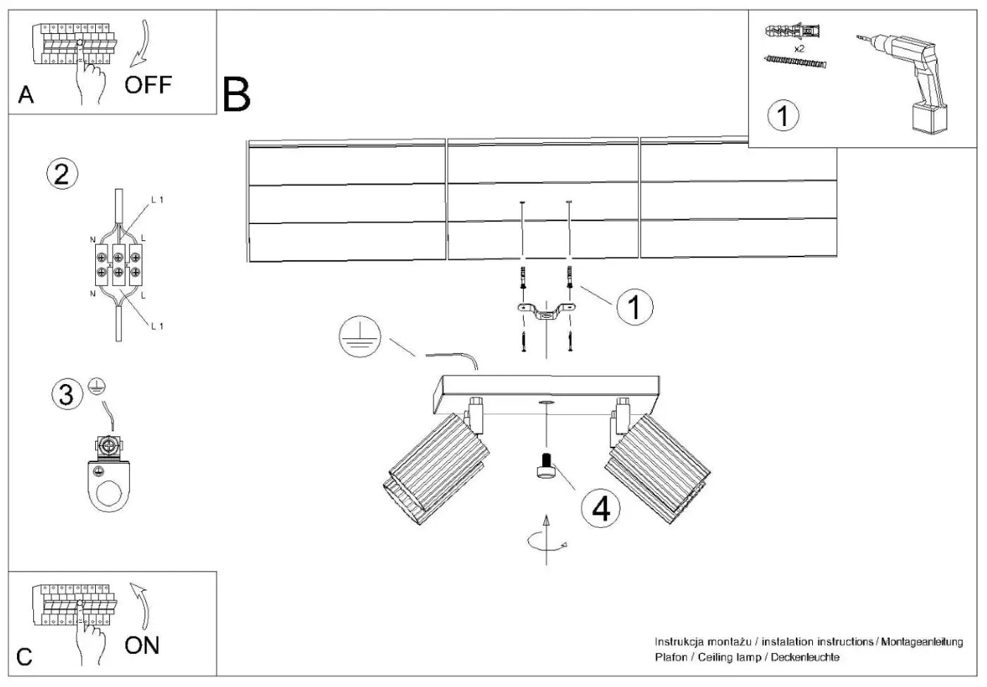 Luminaire Plafonnier Design - Karbon 4 (Beige)