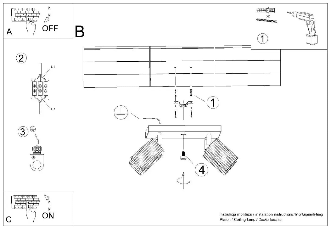 Luminaire Plafonnier - Karbon 4 (Blanc)