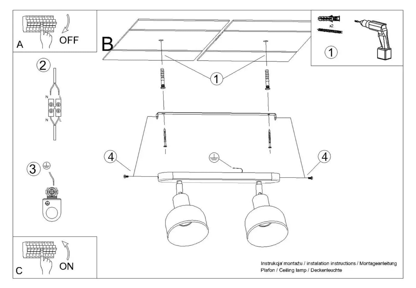 Luminaire Plafonnier - Elba 2 (Blanc)