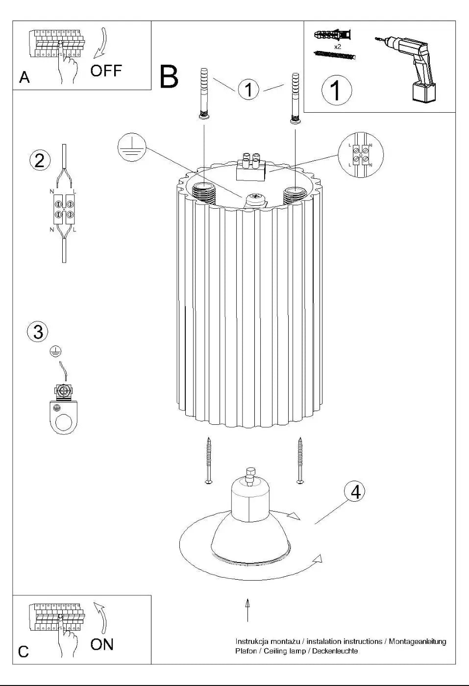 Luminaire Plafonnier Design - Karbon 10 (Blanc)