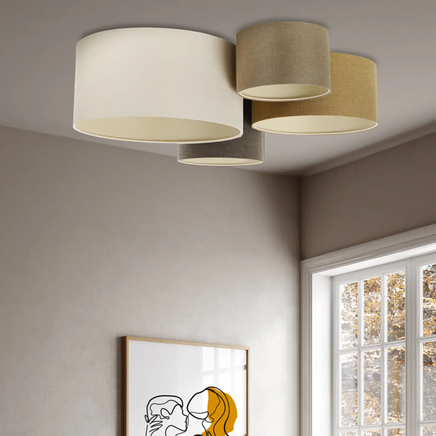 Luminaire Plafonnier Boheme - 4Flames Boho Elegant (Crème/Beige/Caramel/Graphite/Ecru)
