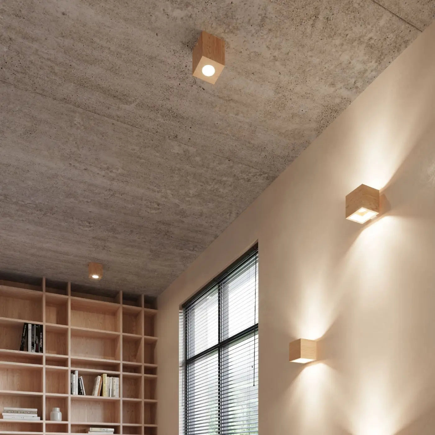 Luminaire Plafonnier Design en Bois - Quad 1 (Bois Naturel)