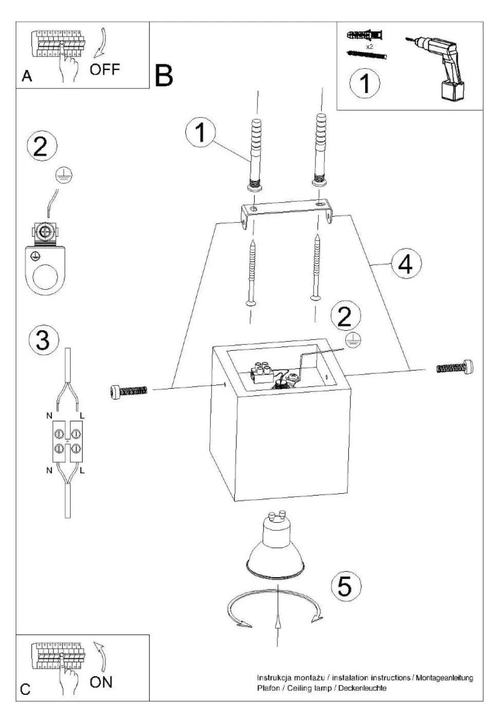 Luminaire Plafonnier Design en Bois - Quad 1 (Bois Naturel)