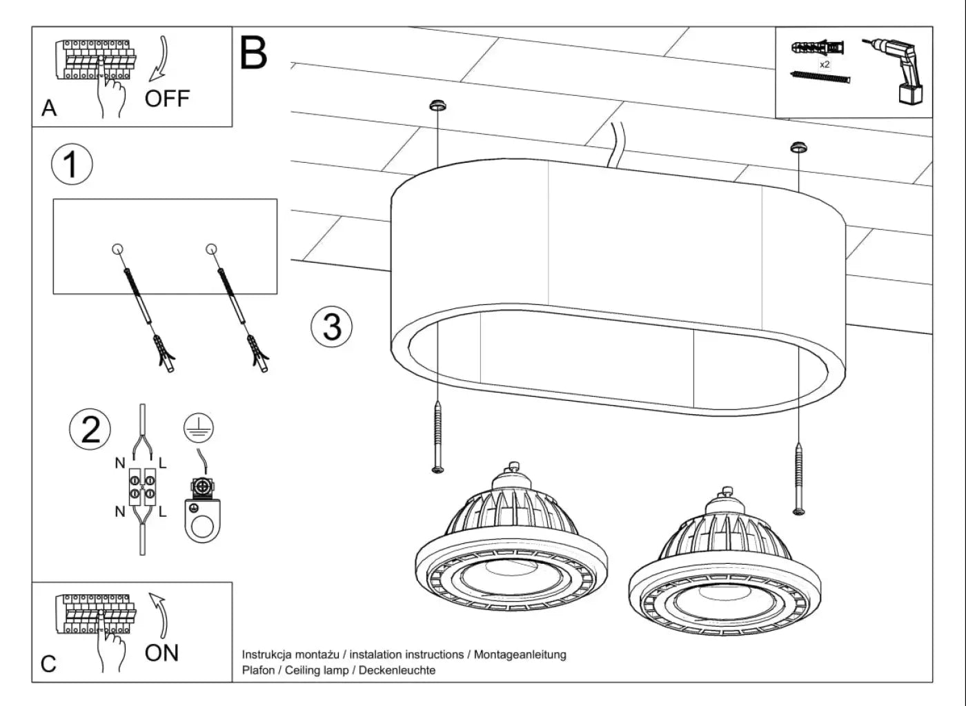 Luminaire Plafonnier Design en Bois - Basic 2 (Bois Naturel)
