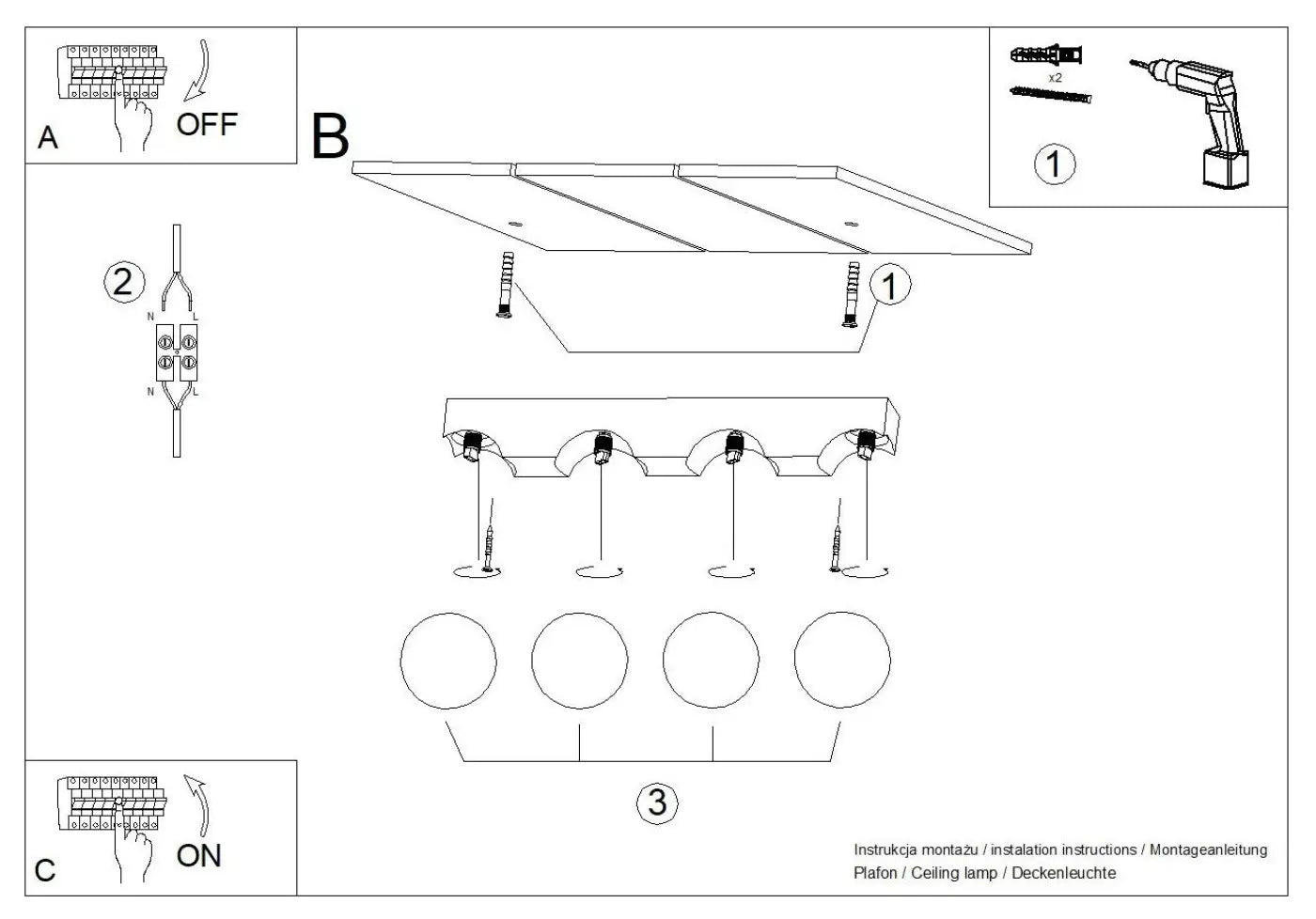 Luminaire Plafonnier en Bois - Bulbo 4 (Bois Naturel)