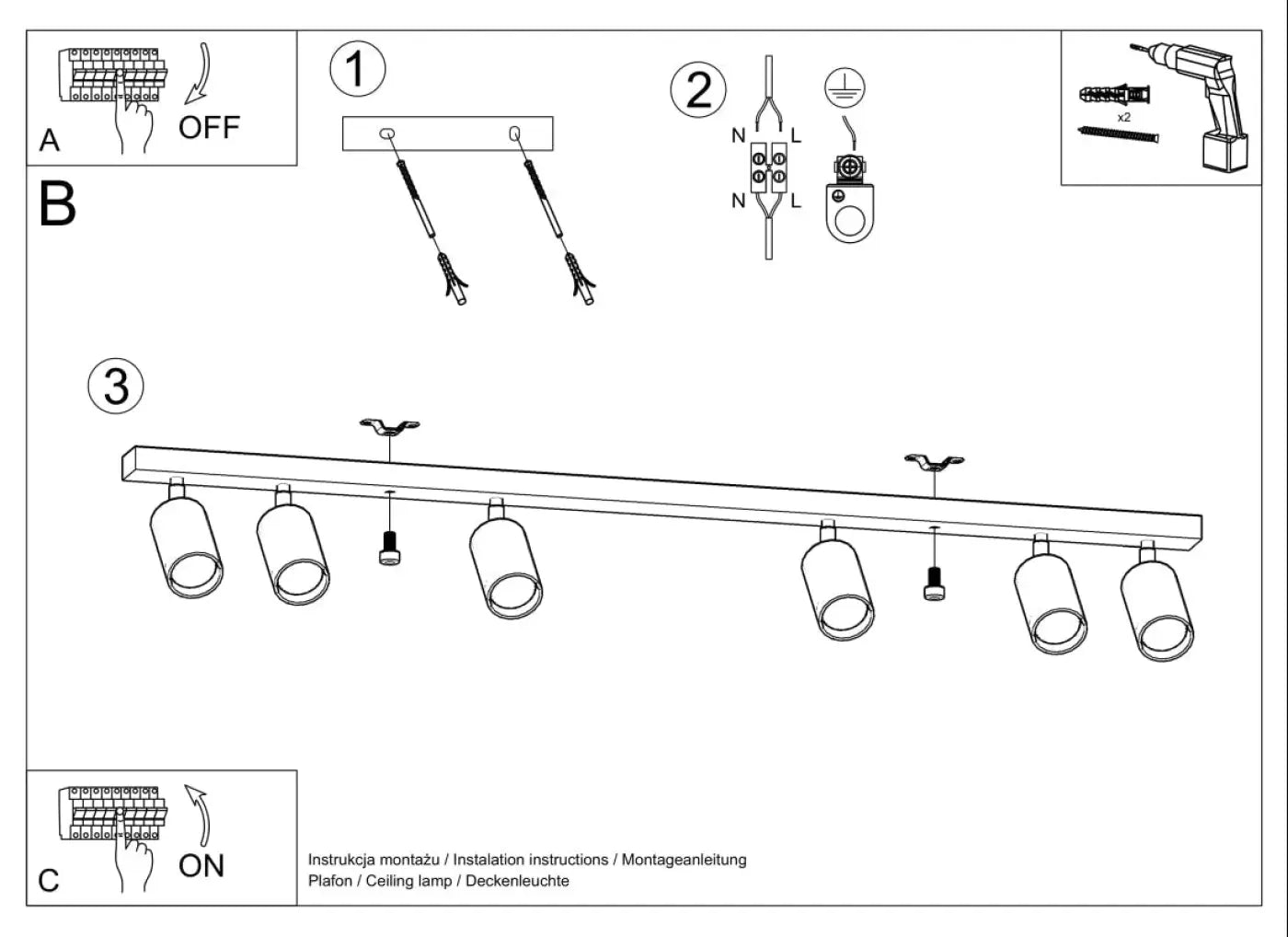 Luminaire Plafonnier en Bois - Berg 6 (Bois Naturel)