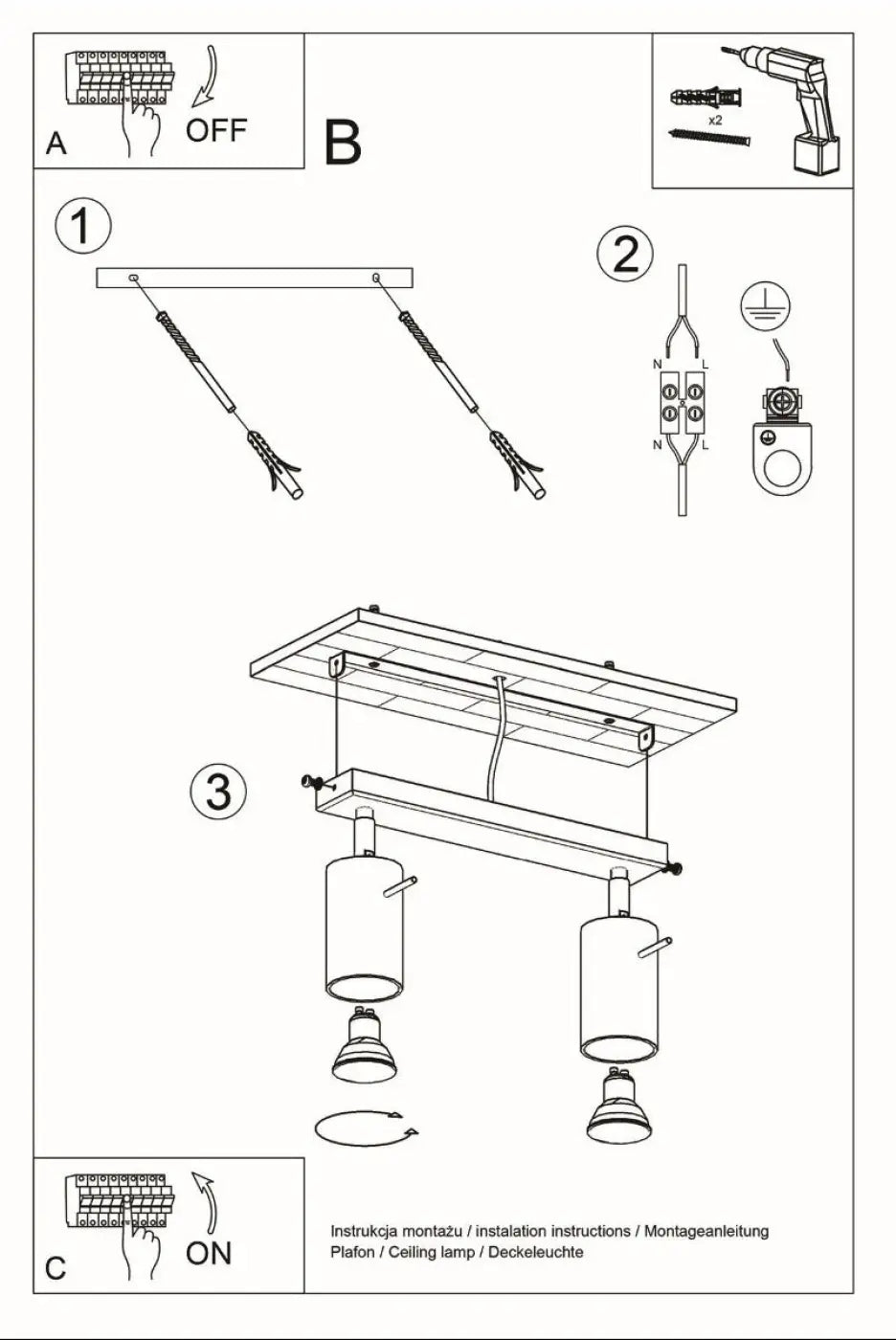 Luminaire Plafonnier en Bois - Berg 2 (Bois Naturel)