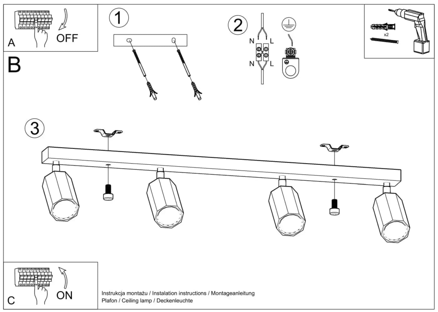 Luminaire Plafonnier en Bois - Zeke 4 (Chêne)