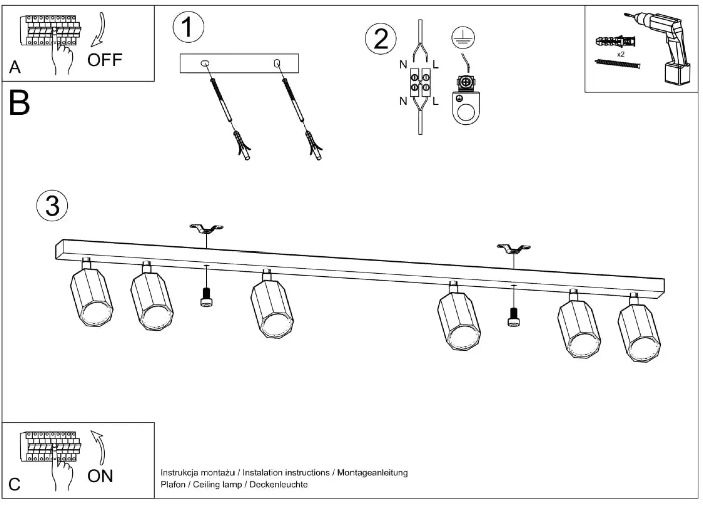 Luminaire Plafonnier Scandinave en Bois - Zeke 6 (Chêne)